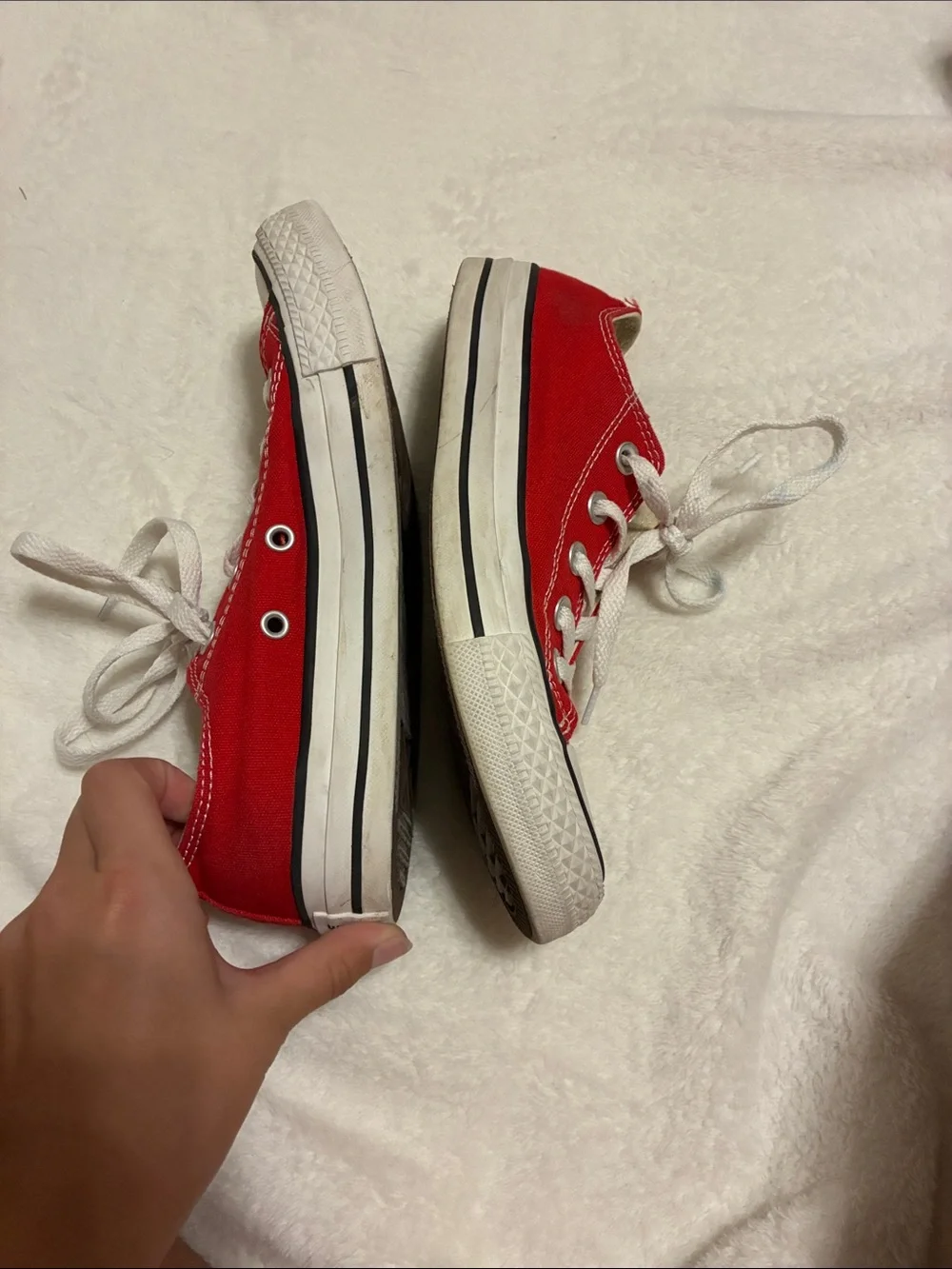 Converse Kids Red and White Low-Top Canvas Sneakers
